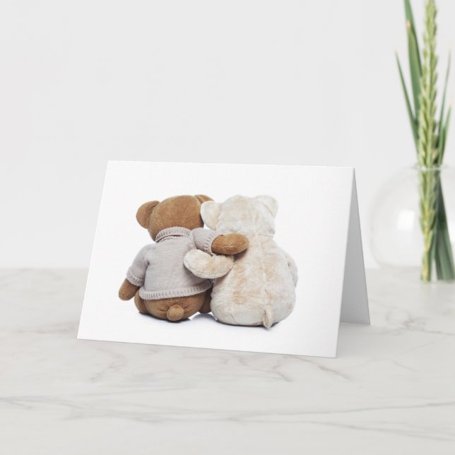 Back view of two Teddy bears hugging each other Card (Front)