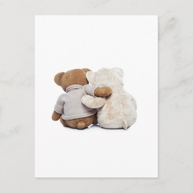 Back view of two Teddy bears hugging each other Postcard (Front)
