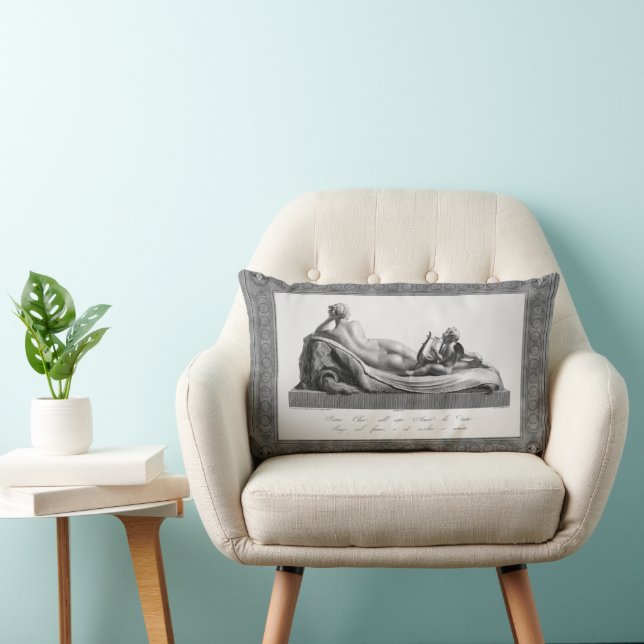 Back view of Venus Reclining Accompanied by Cupid Lumbar Cushion (Chair)