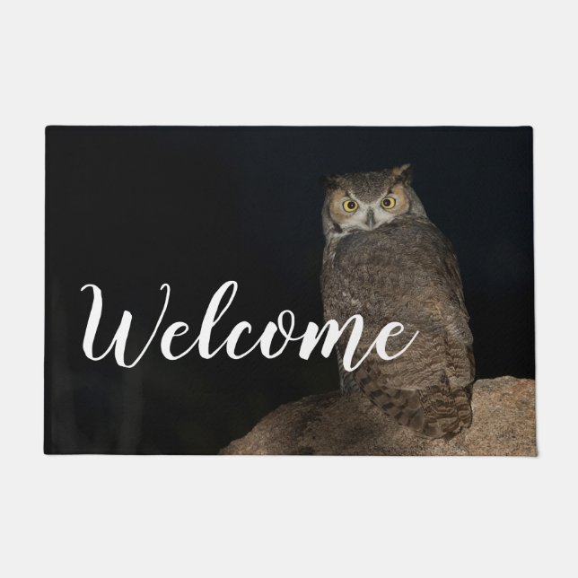 Back yard Great Horned  Owl Doormat (Front)