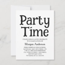 Backbone Font Black White Modern Grad Party Card