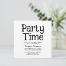 Backbone Font Black White Modern Grad Party Card