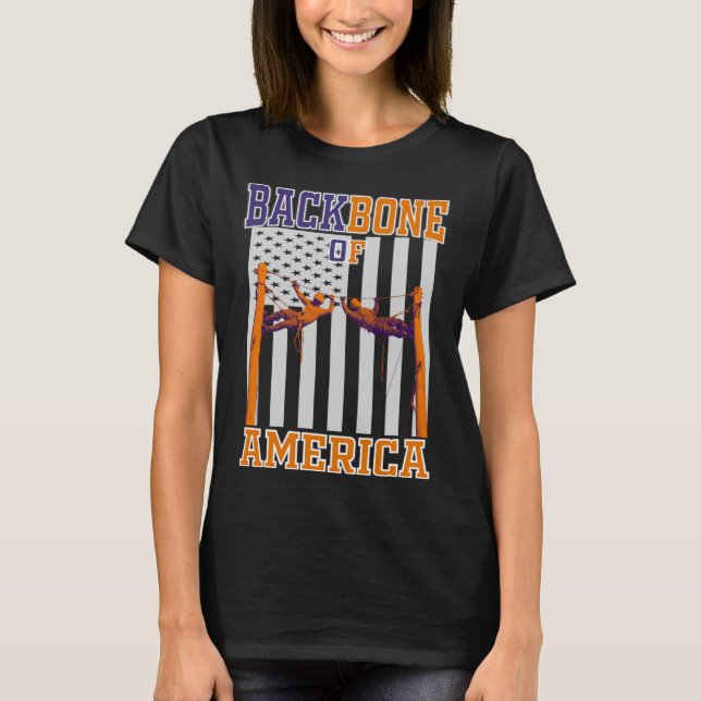 Backbone of America Lineman Lineworker T-Shirt (Front)