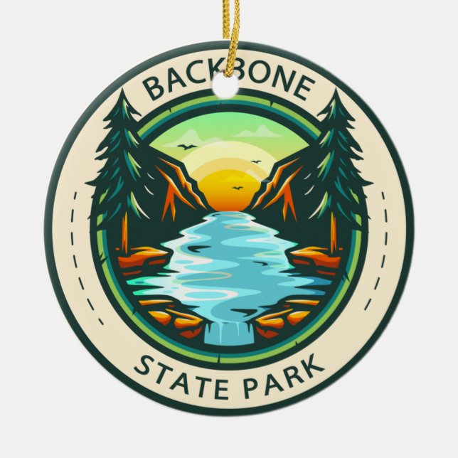 Backbone State Park Iowa Badge Ceramic Ornament (Front)