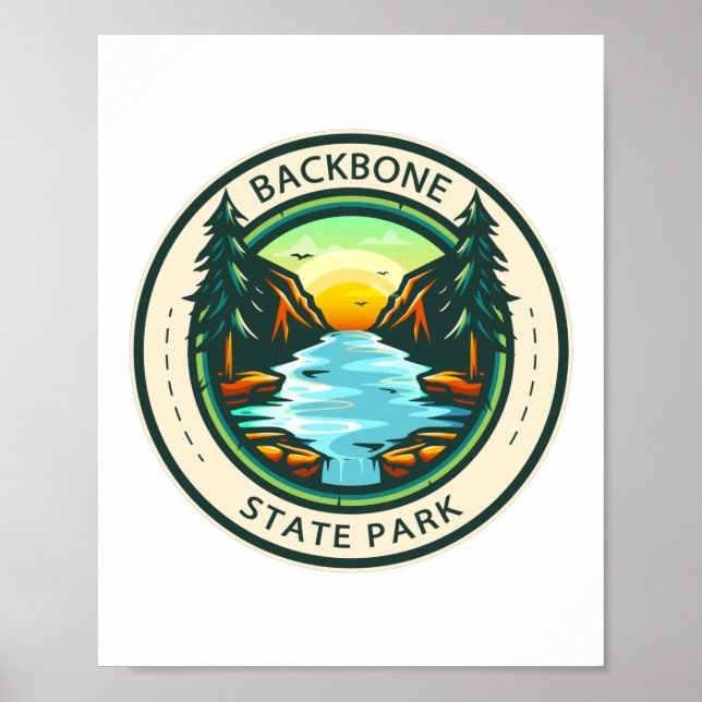 Backbone State Park Iowa Badge Poster (Front)