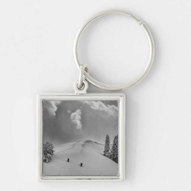 Backcountry Ski Climbers in fresh powder Key Ring (Front)