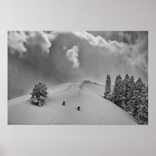 Backcountry Ski Climbers in fresh powder Poster