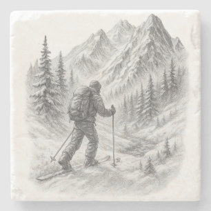 Backcountry Ski Touring Stone Coaster