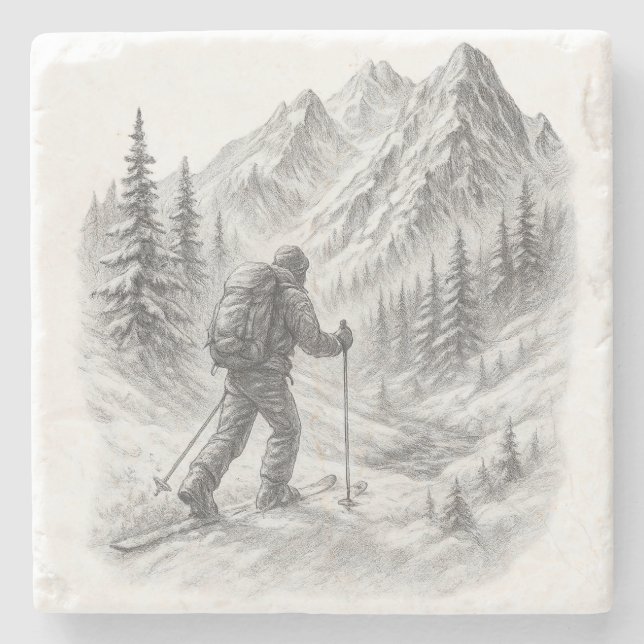 Backcountry Ski Touring Stone Coaster (Front)