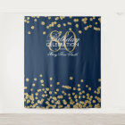 Backdrop 80th Birthday Gold Navy Confetti