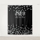 Backdrop 80th Birthday Silver Black Confetti