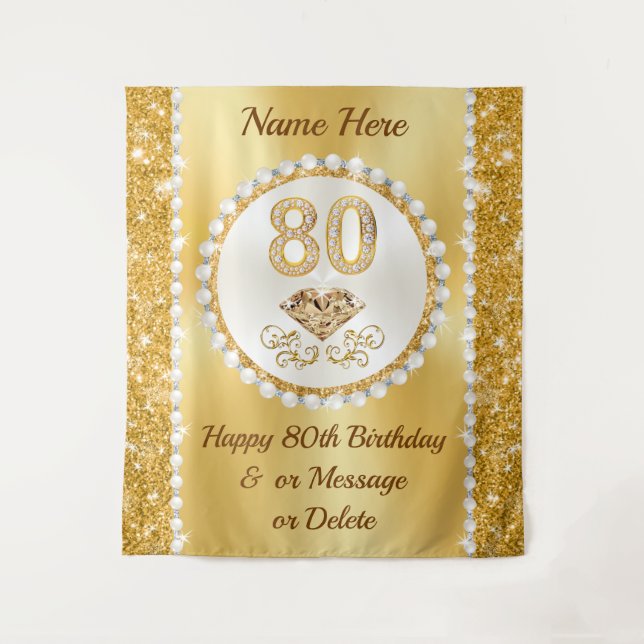 Backdrop for 80th Birthday, 80th Birthday Ideas, Tapestry (Front)