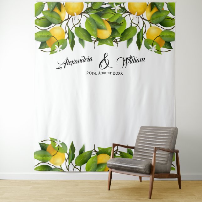 Backdrop Lemon Fruit Wedding Tapestry (In Situ)