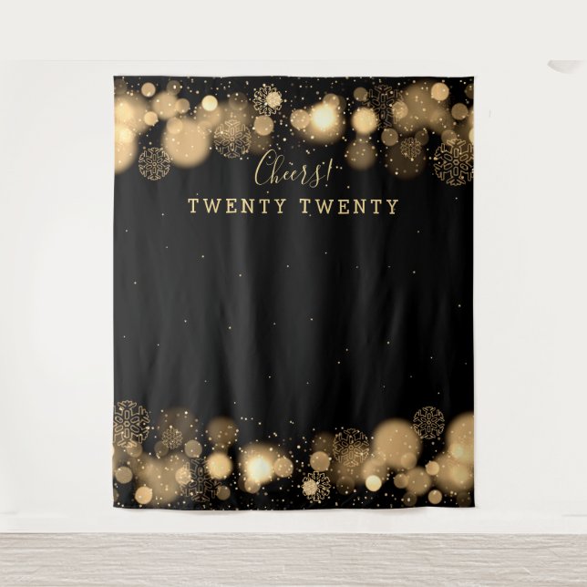 Backdrop New Year's Eve Gold Winter Wonderland Tapestry (Front)