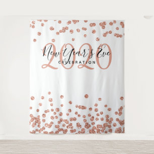 Backdrop New Year's Eve Rose Gold Confetti Tapestry