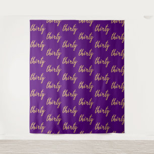 Backdrop "Thirty" 30th Birthday Gold Purple Tapestry