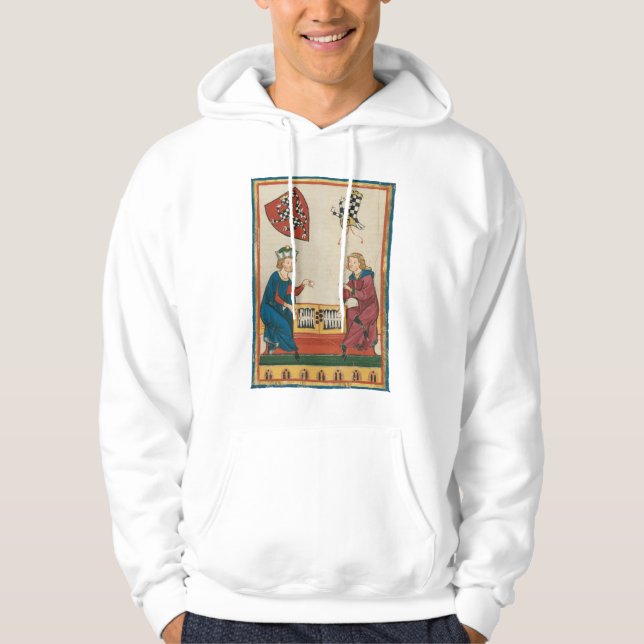 Backgammon Game, 14th Century Mediaeval Art Hoodie (Front)