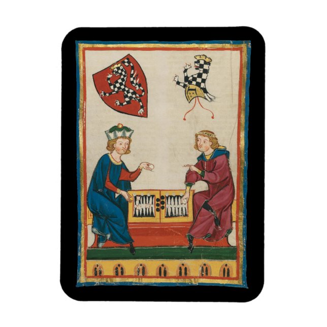 Backgammon Game, 14th Century Mediaeval Art Magnet (Vertical)