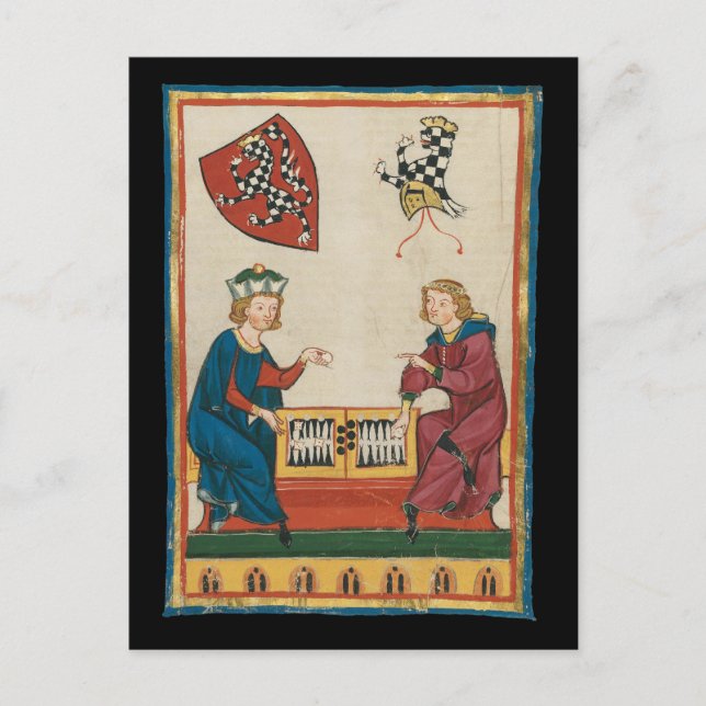Backgammon Game, 14th Century Mediaeval Art Postcard (Front)
