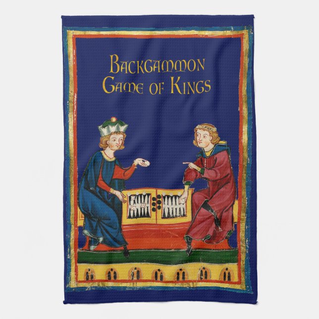 Backgammon Game of Kings Tea Towel (Vertical)