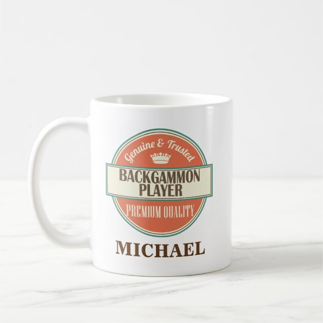 Backgammon Player Personalised Office Mug Gift (Left)