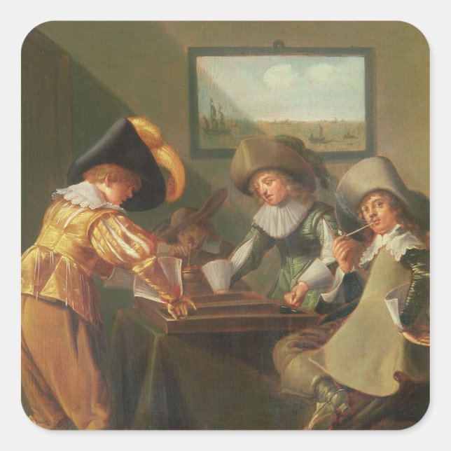 Backgammon Players, 17th century Square Sticker (Front)