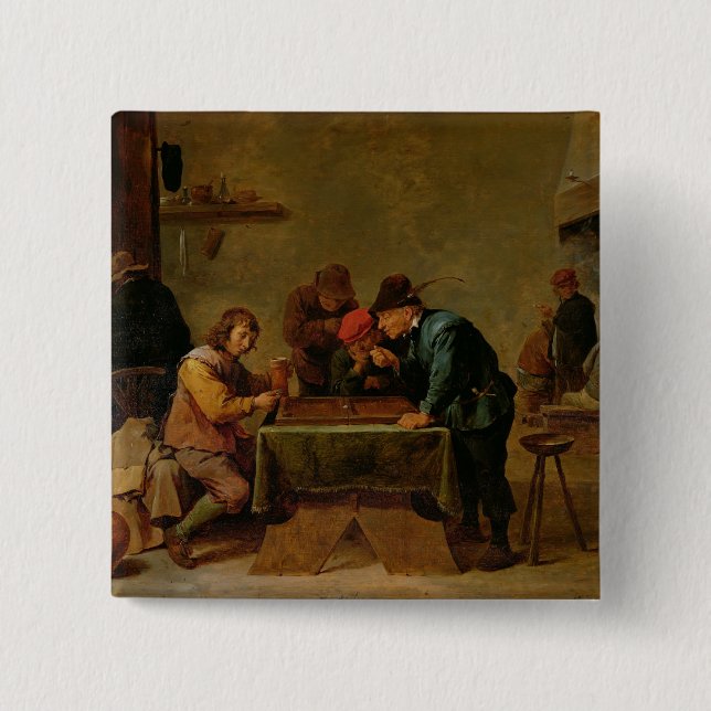 Backgammon Players, c.1640-45 15 Cm Square Badge (Front)