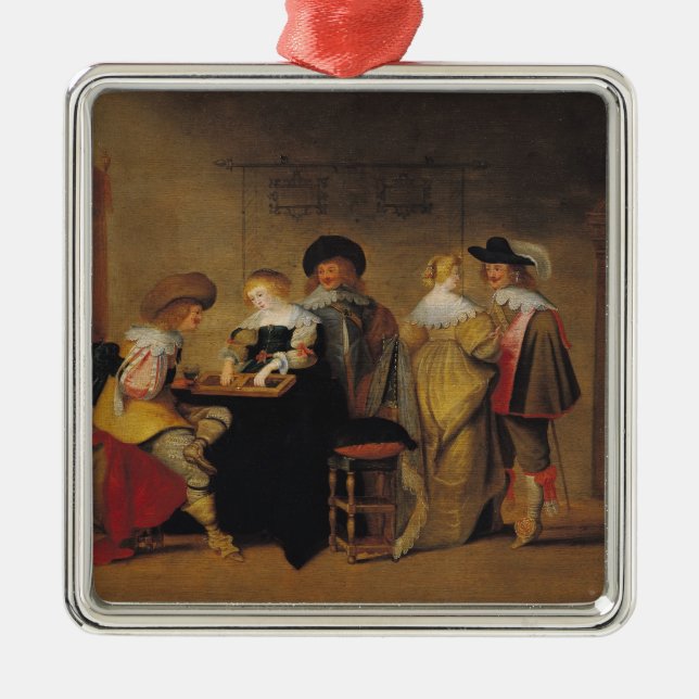 Backgammon Players Metal Ornament (Front)
