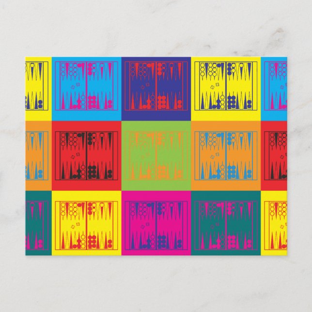 Backgammon Pop Art Postcard (Front)