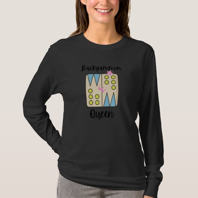 Backgammon Queen Cute Women's Backgammon Game Play T-Shirt (Front)