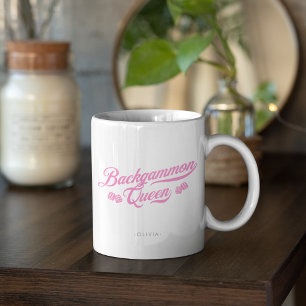 Backgammon Queen Pink Script Coffee Mug