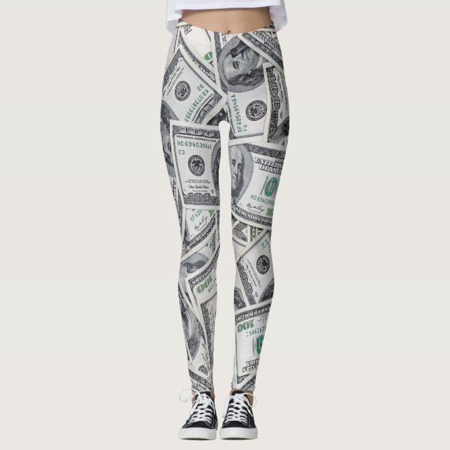 Background 100 Dollar Bills. Leggings (Front)