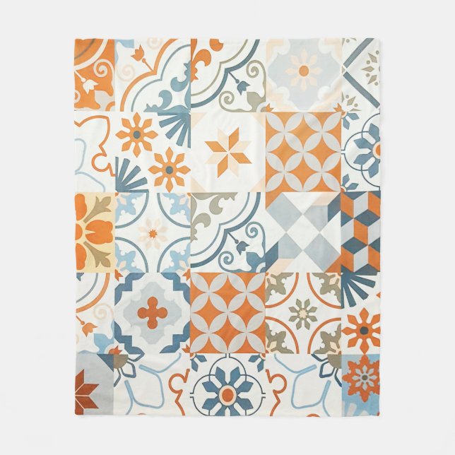 Background and texture with Ancient tile pattern Fleece Blanket (Front)