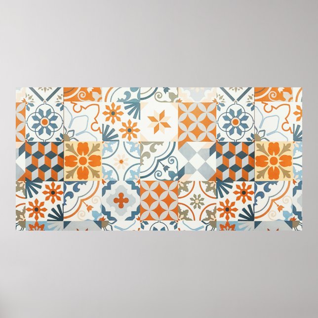 Background and texture with Ancient tile pattern Poster (Front)