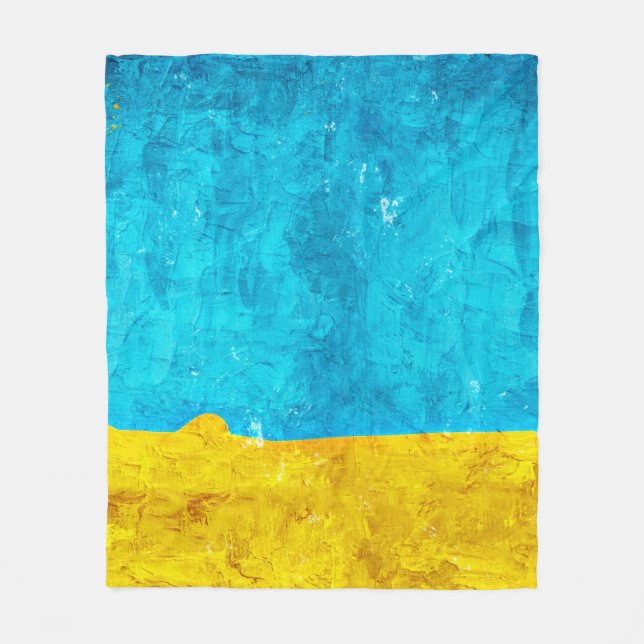 Background blue yellow art fleece blanket (Front)