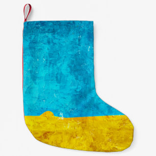 Background blue yellow art small christmas stocking
