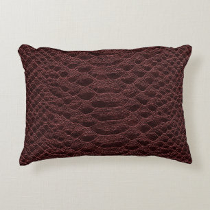 background - brown reptile leather texture - Croco Decorative Cushion