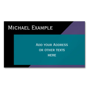 Background Colour Blocking - petrol & dark lilac Magnetic Business Card