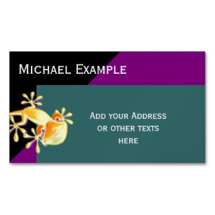 Background Colour Blocking - purple & ocean green Magnetic Business Card