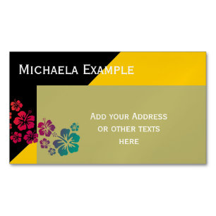 Background Colour Blocking - yellow & dark red Magnetic Business Card