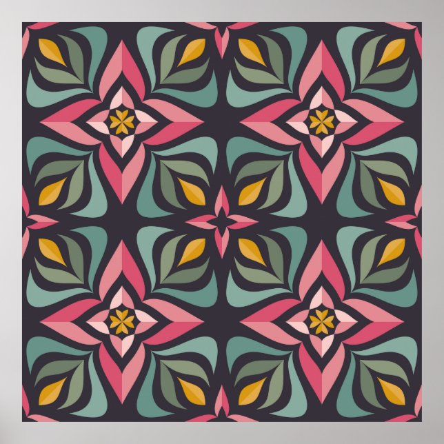 Background design - flowers and leaves. Nature orn Poster (Front)