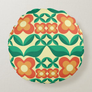 Background design - flowers and leaves. Nature orn Round Cushion