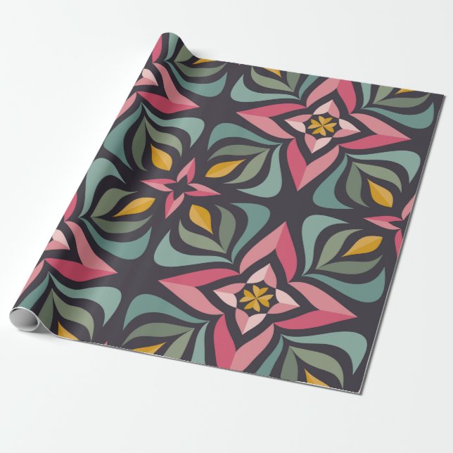 Background design - flowers and leaves. Nature orn Wrapping Paper (Unrolled)
