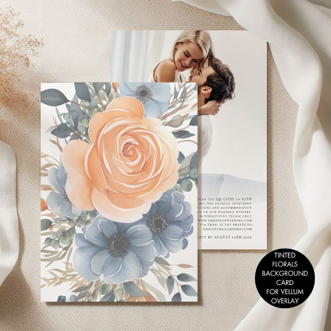 Background for Vellum Tinted Florals Wedding Invitation (Front and back view)