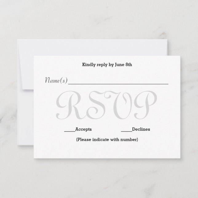 Background Grey Typo- RSVP Reception Response Card (Front)