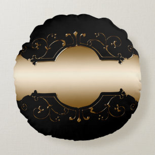 Background image gold frame black round cushion