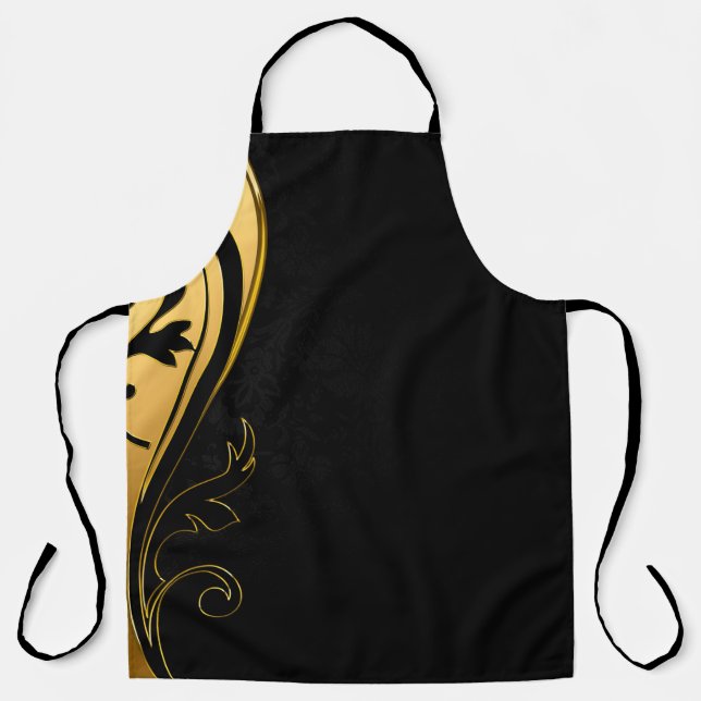 Background image gold frame floral apron (Front)