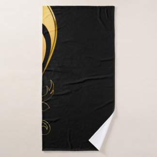 Background image gold frame floral bath towel