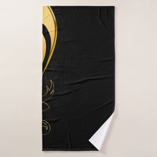 Background image gold frame floral bath towel (Bath Towel)