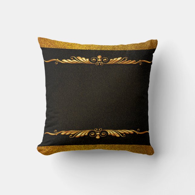 Background image gold frame floral cushion (Front)